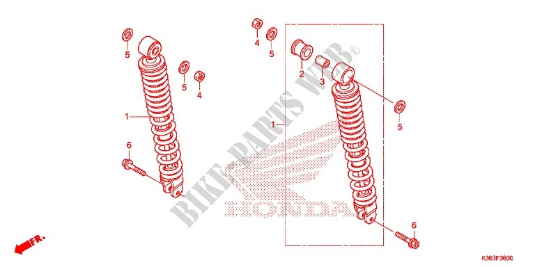 AMORTISSEUR ARRIERE pour Honda PCX 150 de 2015