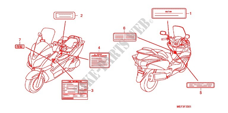 ETIQUETTE DE PRECAUTIONS (FJS400D9/FJS400A) (1) pour Honda SILVER WING 400 ABS de 2009