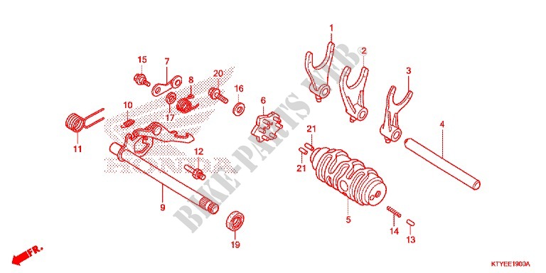 BARILLET DE SELECTION pour Honda CBR 125 NOIR de 2015