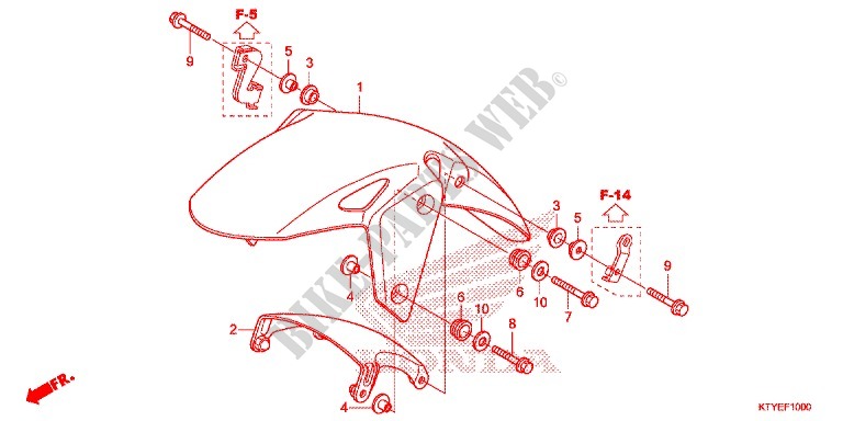 GARDE BOUE AVANT pour Honda CBR 125 NOIR de 2016
