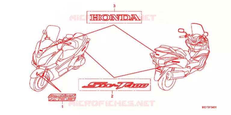 AUTOCOLLANTS (FJS400D9/FJS400A) Honda SCOOTER 400 SILVERWING 2009  FJS400A9