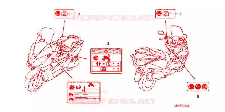 ETIQUETTE DE PRECAUTIONS (FJS400D9/FJS400A) (2) Honda SCOOTER 400 SILVERWING 2012  FJS400A9