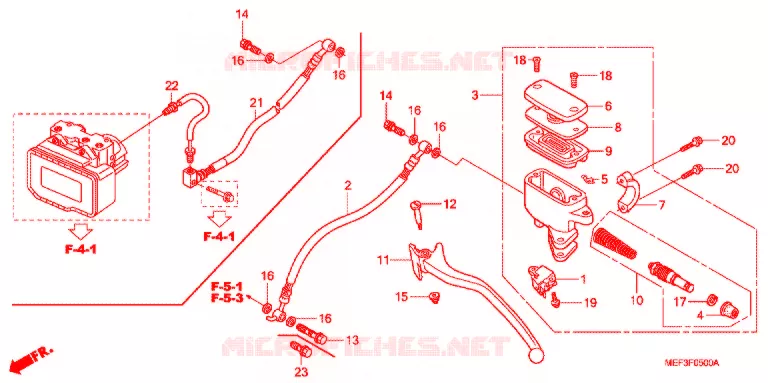 MAITRE CYLINDRE DE FREIN ARRIERE Honda SCOOTER 400 SILVERWING 2012  FJS400A9