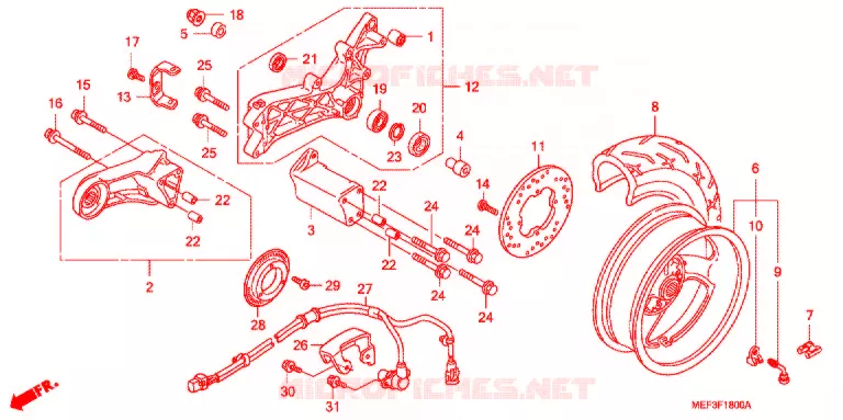 ROUE ARRIERE Honda SCOOTER 400 SILVERWING 2012  FJS400A9