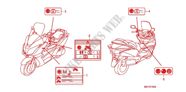 ETIQUETTE DE PRECAUTIONS (FJS400D9/FJS400A) (2) pour Honda SILVER WING 400 ABS de 2011