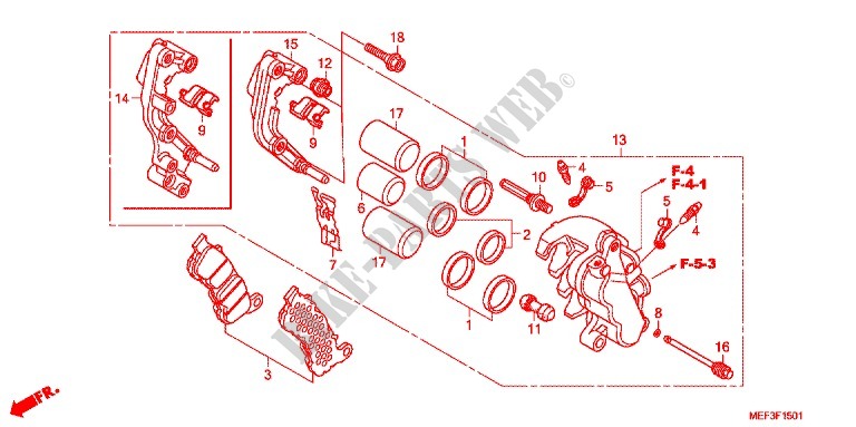 ETRIER DE FREIN AVANT (FJS400D9/FJS400A) pour Honda SILVER WING 400 ABS de 2011