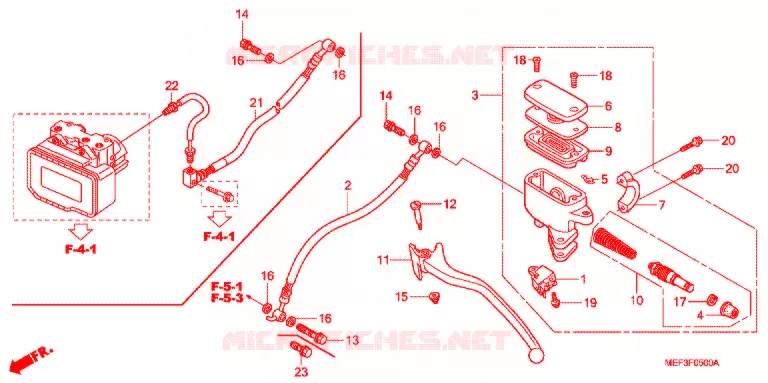 MAITRE CYLINDRE DE FREIN ARRIERE Honda SCOOTER 400 SILVERWING 2009  FJS400A9