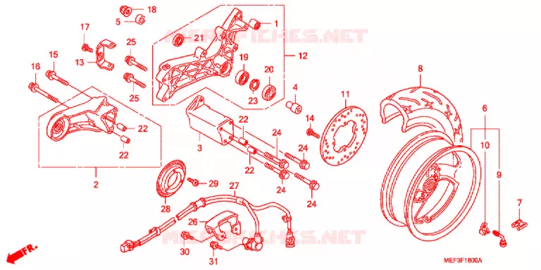 ROUE ARRIERE Honda SCOOTER 400 SILVERWING 2009  FJS400A9