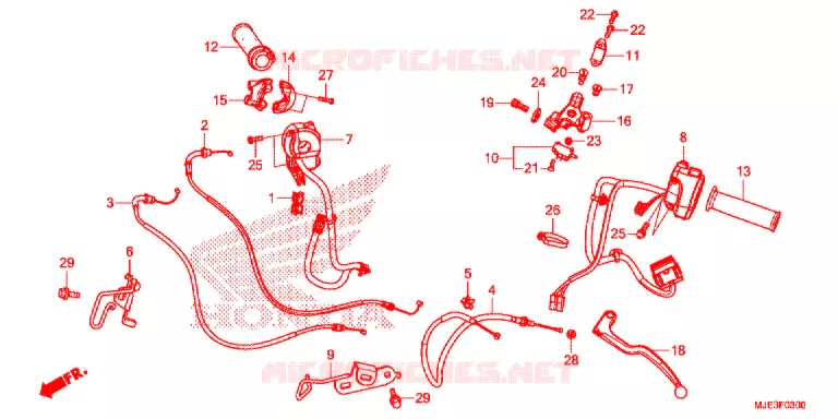 LEVIER DE GUIDON - CABLE - COMMODO Honda MOTO 650 CBR 2015  CBR650FAF