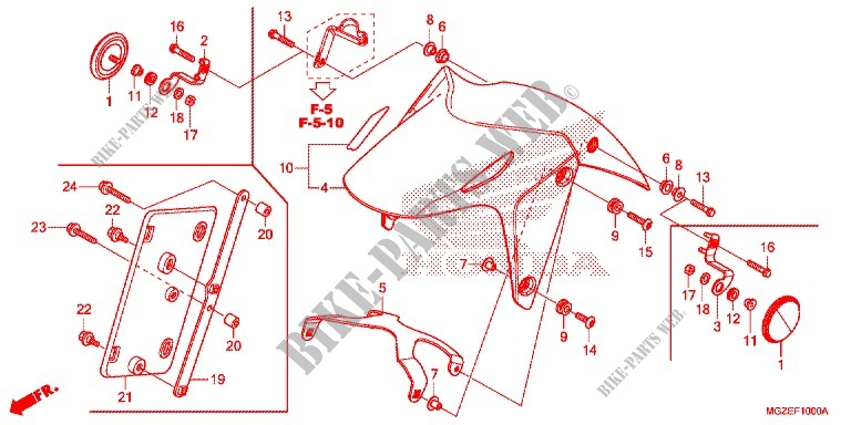 GARDE BOUE AVANT pour Honda CB 500F ABS de 2014