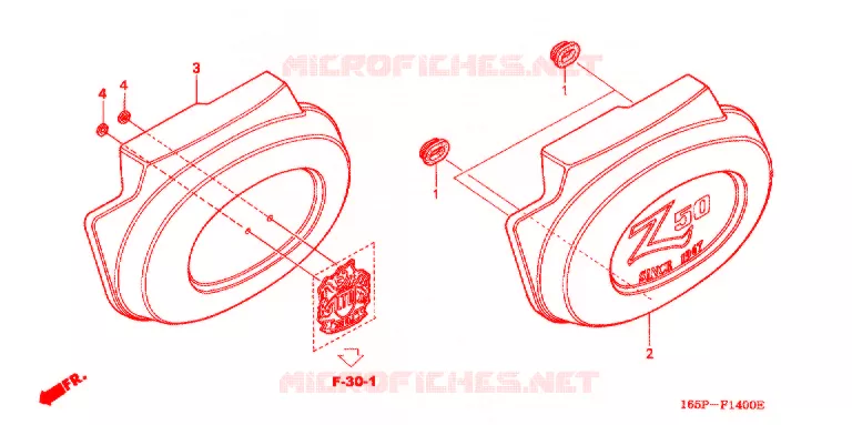 COUVERCLES LATERAUX Honda MOTO 50 MONKEY 2000  Z50JY_M