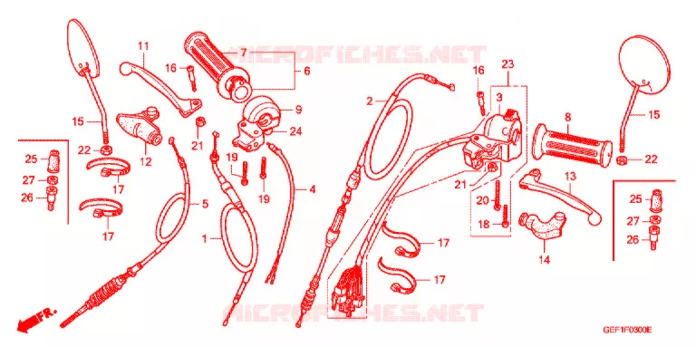 LEVIER DE GUIDON - CABLE - COMMODO Honda MOTO 50 GORILLA 2003  Z50J1_G