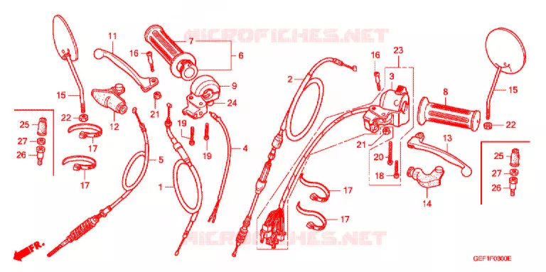 LEVIER DE GUIDON - CABLE - COMMODO Honda MOTO 50 GORILLA 2002  Z50J1_G