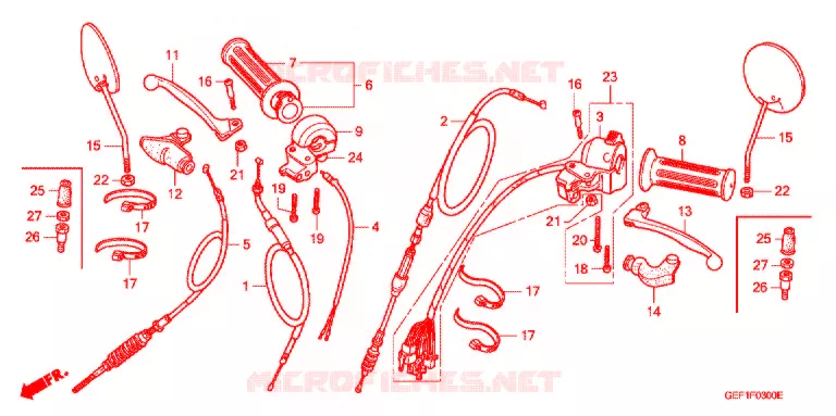 LEVIER DE GUIDON - CABLE - COMMODO Honda MOTO 50 GORILLA 2004  Z50J4_G
