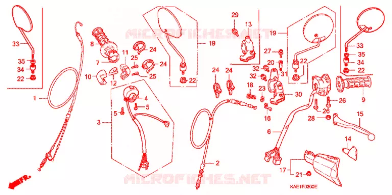 LEVIER DE GUIDON - CABLE - COMMODO Honda MOTO 250 CRM 1989  CRM250RK