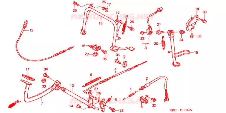 PEDALE DE FREIN - BEQUILLE CENTRALE (CH125P/R) Honda SCOOTER 125 SPACY 1993  CH125P
