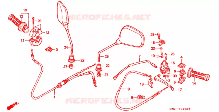 COMMODO - LEVIER - CABLE (SZ50P-2/R-2/T-2) Honda SCOOTER 50 TACT 1993  SZ50P_II