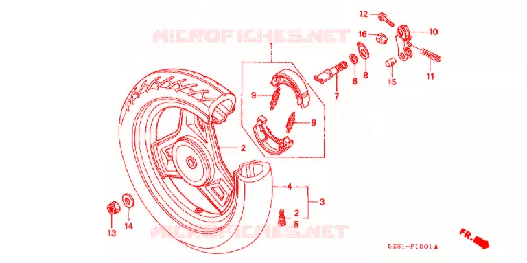 ROUE ARRIERE (SZ50P/R/T) Honda SCOOTER 50 TACT 1993  SZ50P_II
