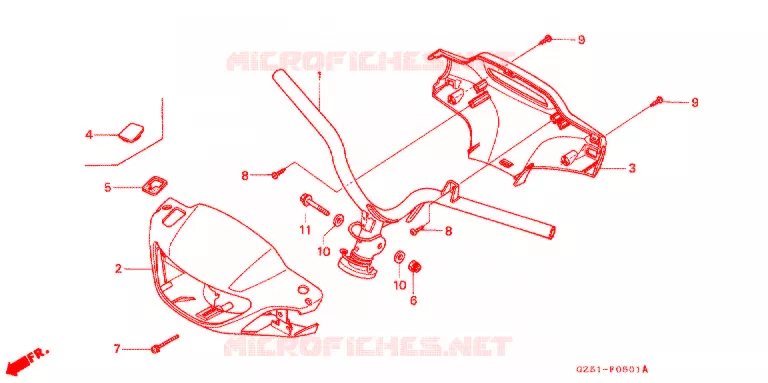 GUIDON - CARENAGE (SZ50P/R/T) Honda SCOOTER 50 TACT 1996  SZ50T