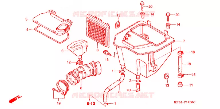 FILTRE A AIR (SL230V/W) Honda MOTO 230 SL 1997  SL230V