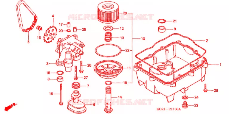 FILTRE A HUILE - CARTER D'HUILE - POMPE A HUILE Honda MOTO 250 MAGNA 1998  VT250CV_II