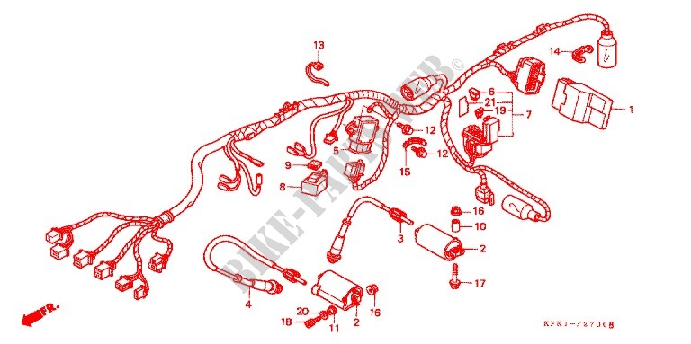 FAISCEAU DES FILS   BOBINE D'ALLUMAGE pour Honda VTR 250 Without speed warning light de 1998