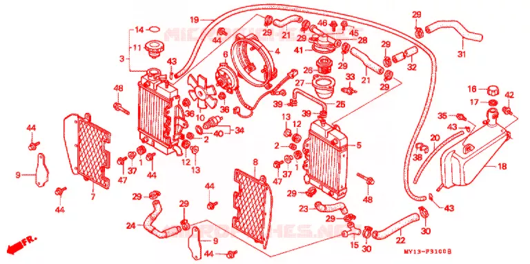 ENSEMBLE RADIATEUR Honda MOTO 750 AFRICA-TWIN 1994  XRV750R