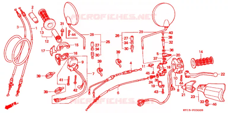LEVIER DE GUIDON - CABLE - COMMODO Honda MOTO 750 AFRICA-TWIN 1997  XRV750V