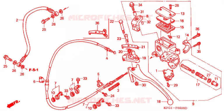MAITRE-CYLINDRE DE FREIN ARRIERE Honda SCOOTER 250 FORSIGHT 2000  FES250X
