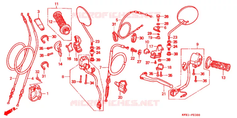 LEVIER DE GUIDON - CABLE - COMMODO Honda MOTO 230 SL 1999  SL230X