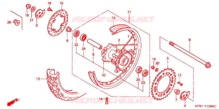 ROUE ARRIERE Honda MOTO 230 SL 2000  SL230X