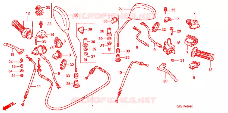 LEVIER DE GUIDON - CABLE - COMMODO (DISQUE) Honda SCOOTER 50 DIO 2001  SKX501