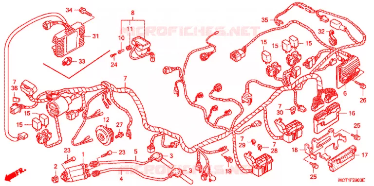 FAISCEAU DES FILS (FJS4002 FJS6001/2) Honda SCOOTER 600 SILVERWING 2002  FJS6001
