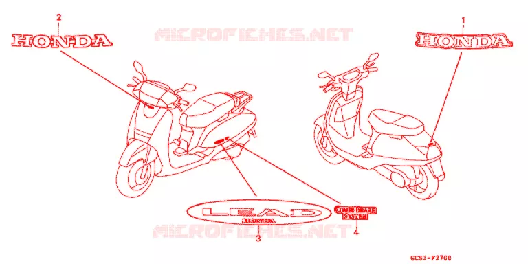 AUTOCOLLANTS Honda SCOOTER 100 LEAD 2001  NH1001