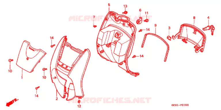 CARENAGE AVANT - PROTEGE JAMBES Honda SCOOTER 100 LEAD 2001  NH1001