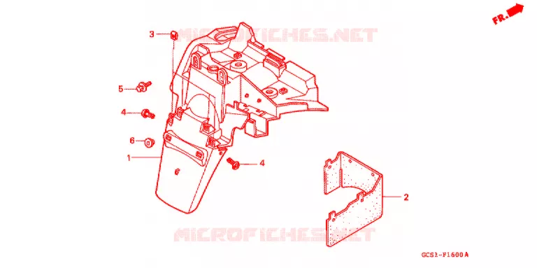 GARDE-BOUE ARRIERE Honda SCOOTER 100 LEAD 2001  NH1001