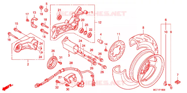 ROUE ARRIERE Honda SCOOTER 600 SILVERWING 2003  FJS600A3_J