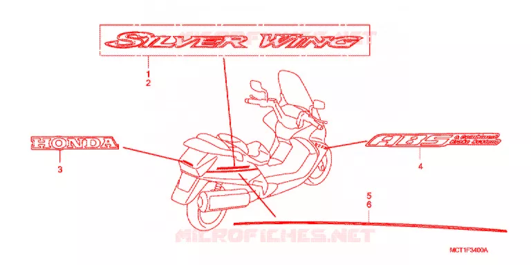 AUTOCOLLANTS Honda SCOOTER 600 SILVERWING 2003  FJS600D3