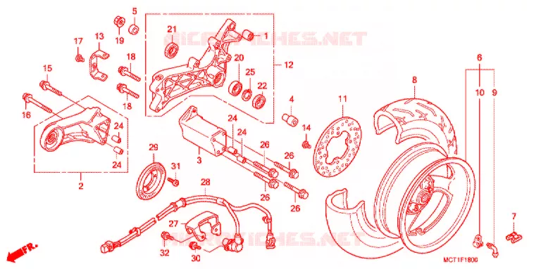 ROUE ARRIERE Honda SCOOTER 600 SILVERWING 2003  FJS600D3