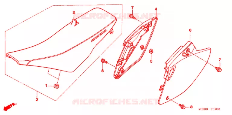 SIEGE/COUVERCLE LATERAL  Honda MOTO 450 CRF 2007  CRF450R7