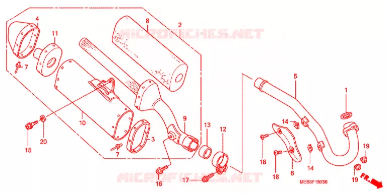 SILENCIEUX D'ECHAPPEMENT  Honda MOTO 450 CRF 2003  CRF450R3