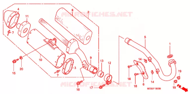 SILENCIEUX D'ECHAPPEMENT  Honda MOTO 450 CRF 2003  CRF450R3