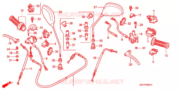 LEVIER DE GUIDON - CABLE - COMMODO (DISQUE) Honda SCOOTER 50 DIO 2003  SKX503