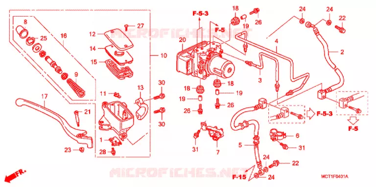 MAITRE CYLINDRE DE FREIN AVANT (FJS400A FJS600A) Honda SCOOTER 600 SILVERWING 2004  FJS600A4_J