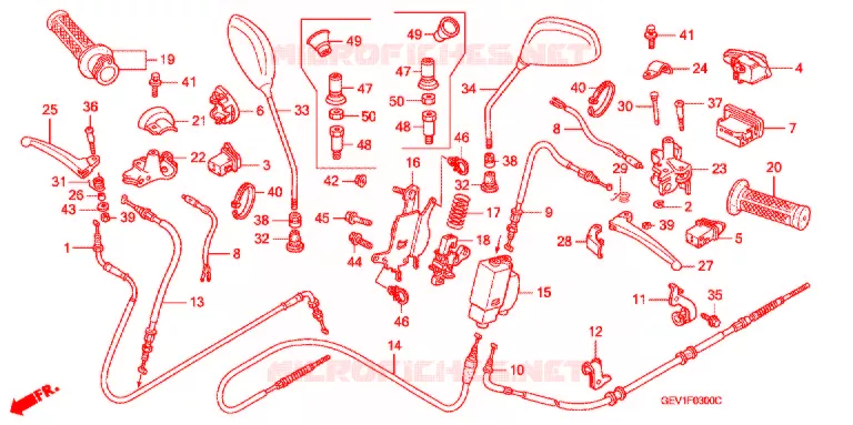 LEVIER DE GUIDON - CABLE - COMMODO (TAMBOUR) Honda SCOOTER 50 DIO 2004  SKX504