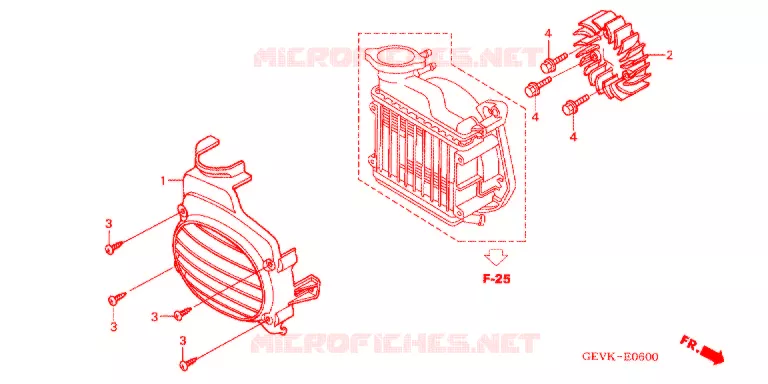 VENTILATEUR ET COUVERCLE DE RADIATEUR Honda SCOOTER 50 DIO 2004  SKX50S4