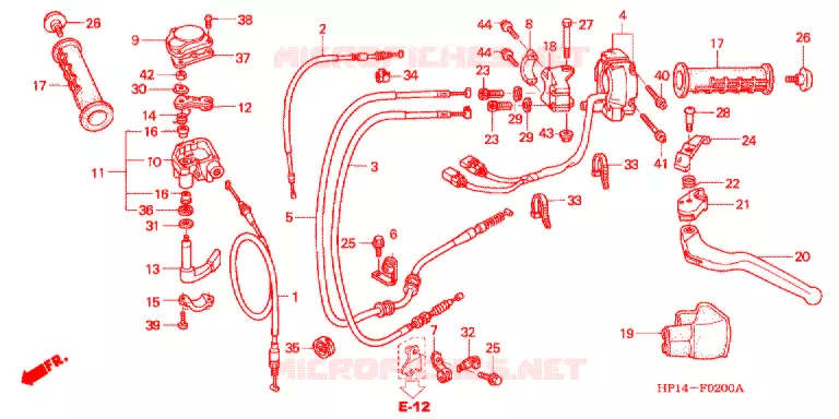 LEVIER DE GUIDON - CABLE - COMMODO ('04,'05) Honda ATV 450 FOURTRAX 2005  TRX450R5