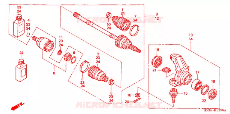 ARBRE DE ROUE AVANT Honda ATV 650 FOURTRAX 2005  TRX650FGA5