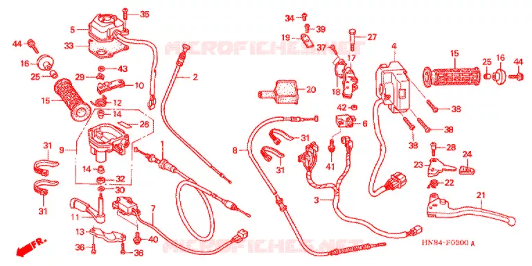 CABLES - COMMODOS - LEVIERS - POIGNEES Honda ATV 650 FOURTRAX 2005  TRX650FGA5