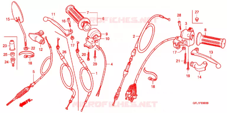 LEVIER DE GUIDON - CABLE - COMMODO Honda MOTO 50 MONKEY 2005  Z50J5_M